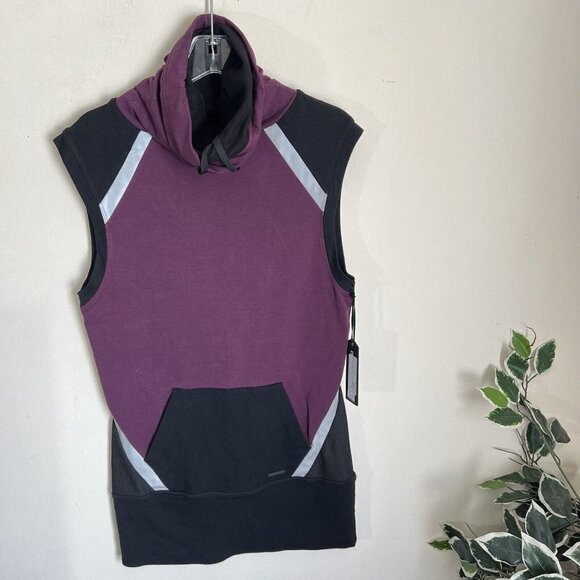 Blanc Noir Lock Funnel Neck Sleeveless Vest Pullover Tunic Mesh Pocket S New - Picture 1 of 6